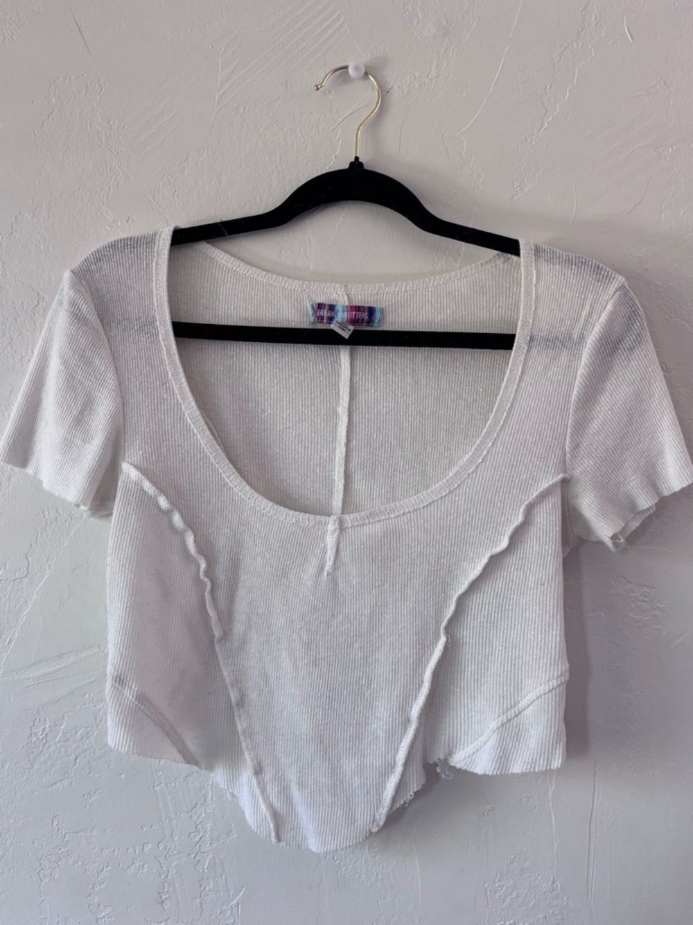 Urban Outfitters White Scoop Neck Ribbed Crop Top